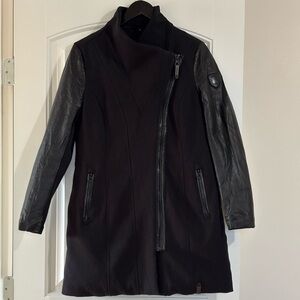 Rudsak black fabric and leather coat jacket